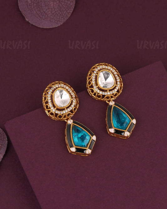 Gold-Toned  SparKling Oval-Stud  Earring ER 1242