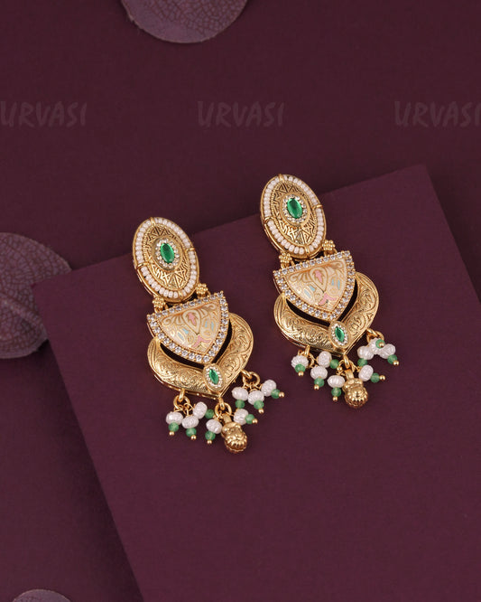 Gold-Toned  Danglers Motif Earring ER 1234