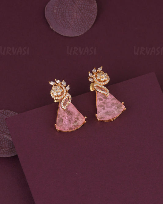 Gold-Pink  Doublet Stone Drop Earring ER 1180