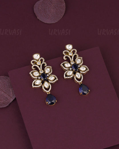 Gold-Floral Stone Drop Earring ER 1183