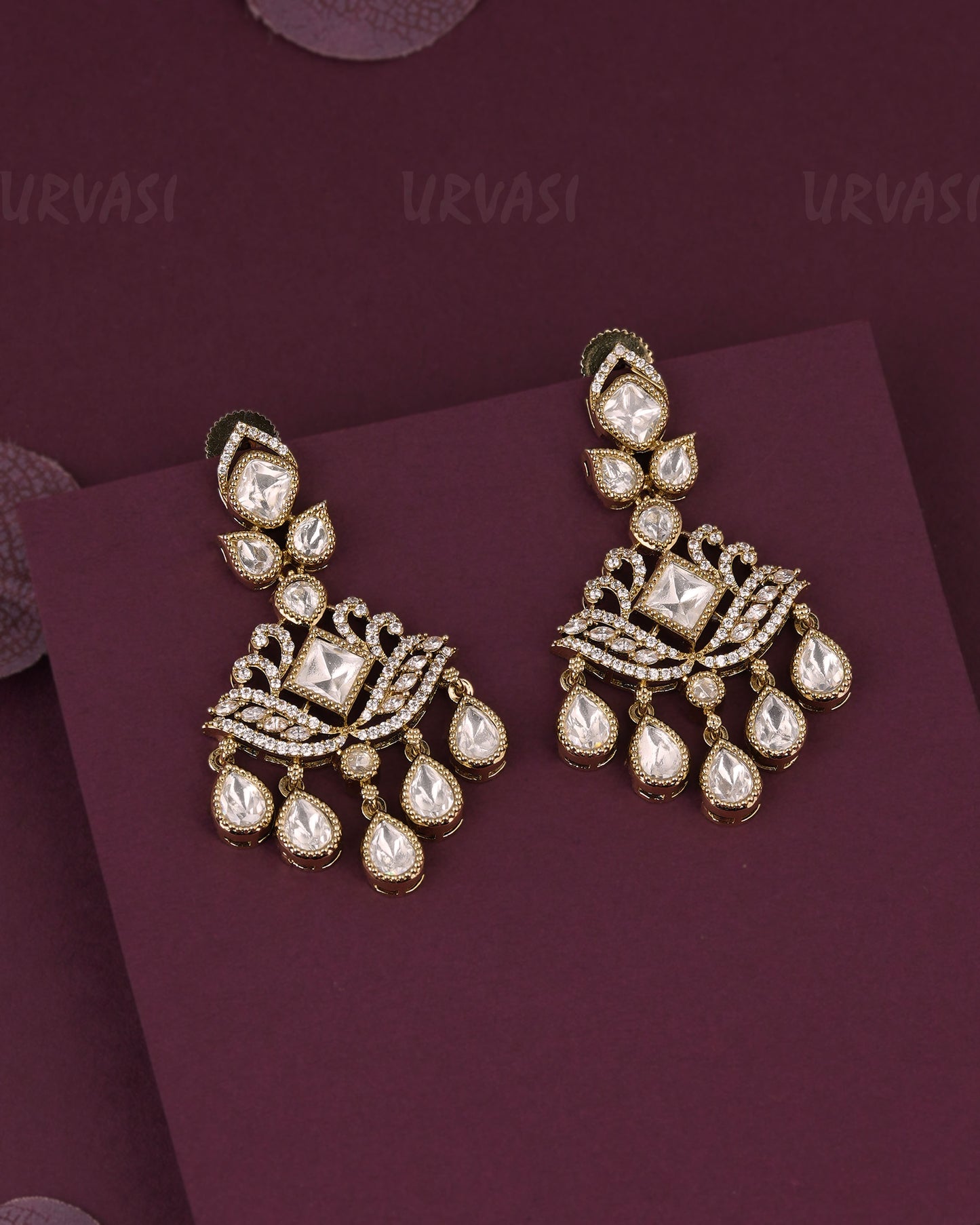Gold-Toned Polki Kundan  Drop Earring ER 1229