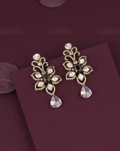 Gold-Floral Stone Drop Earring ER 1183