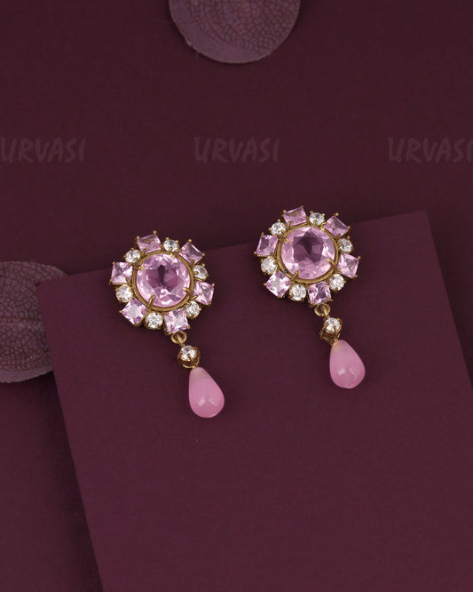 Pink crystal Floral Drop Earring ER 1237