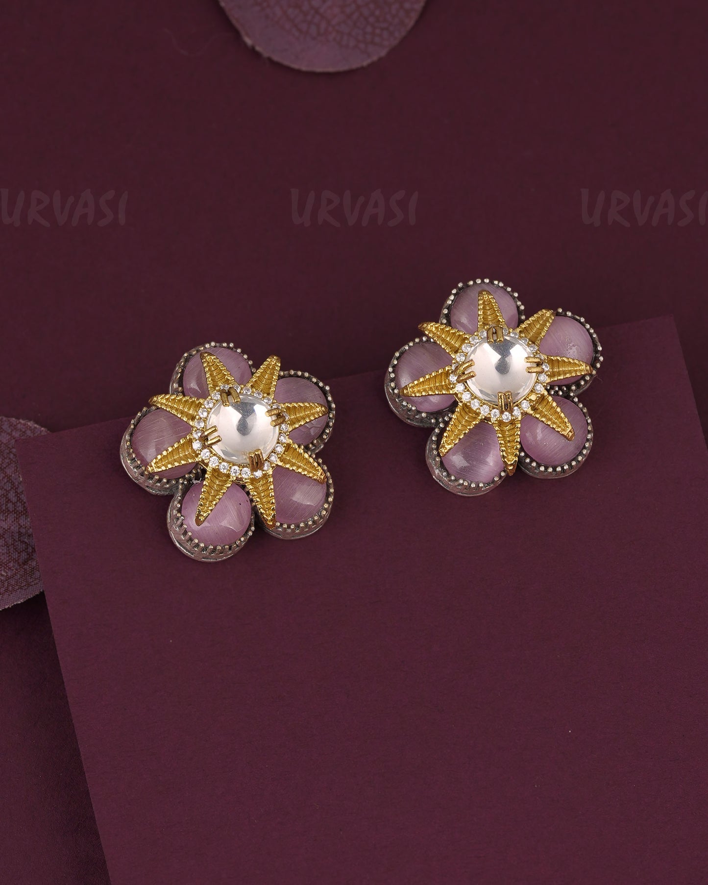Floral-Distinct Layered Star-Motif Designed  Stud Earring ER 1161