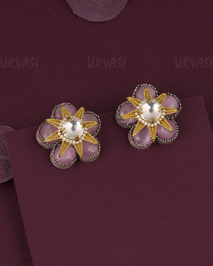 Floral-Distinct Layered Star-Motif Designed  Stud Earring ER 1161