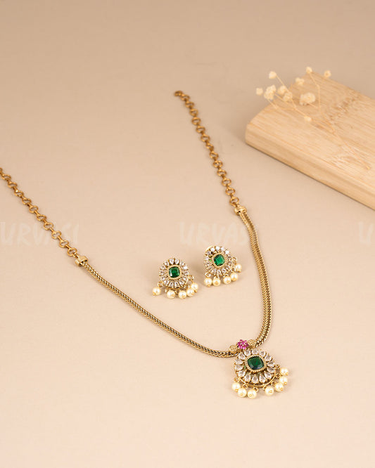 Antique Attigai Ruby-Green AD Necklace 536