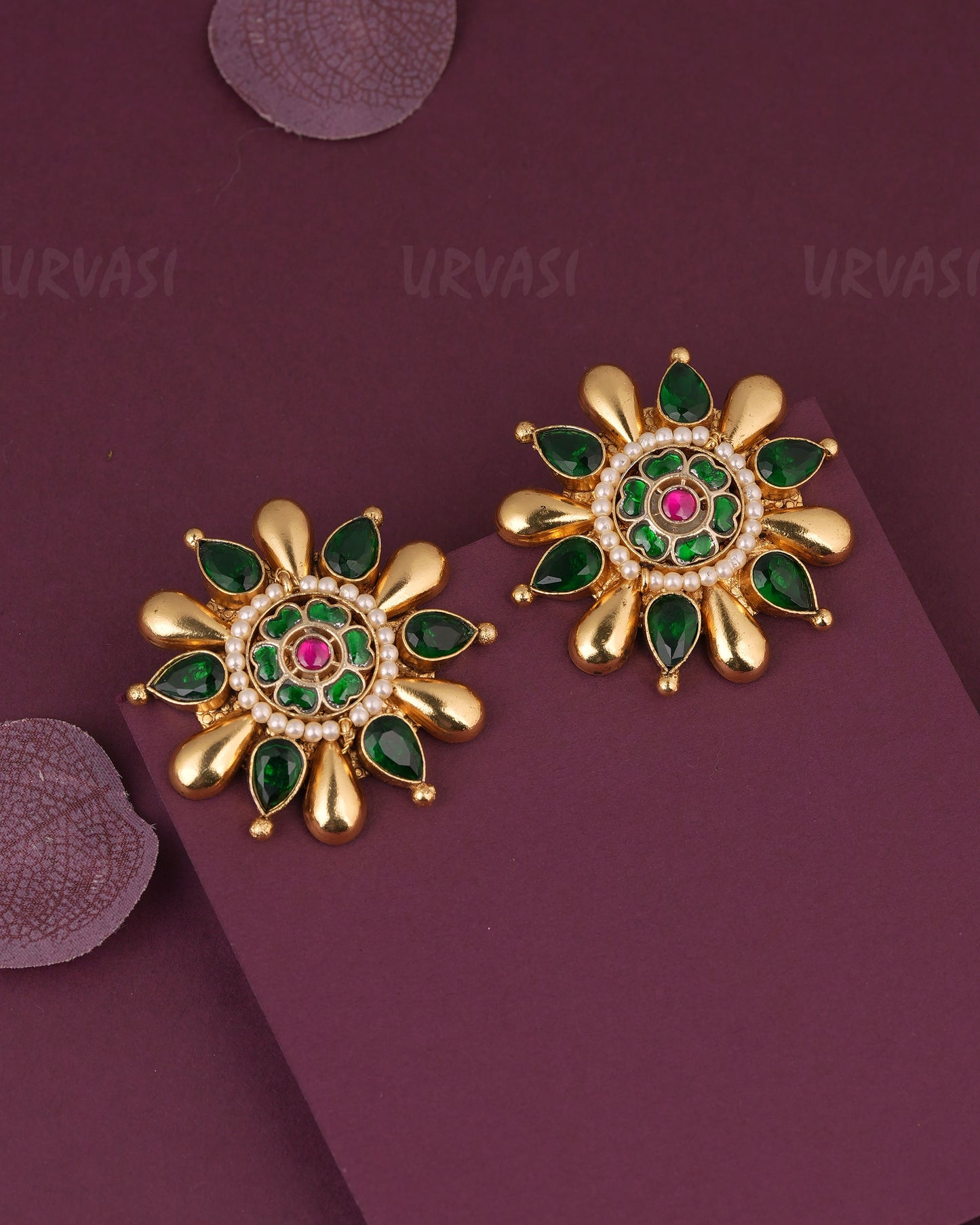 Gold-Toned Floral Stud  Earring ER 1222