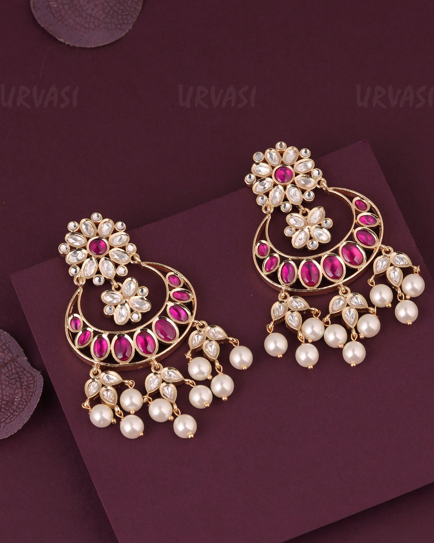 premium  Floral  Chandbali  Pearl Drop Earring ER 1167