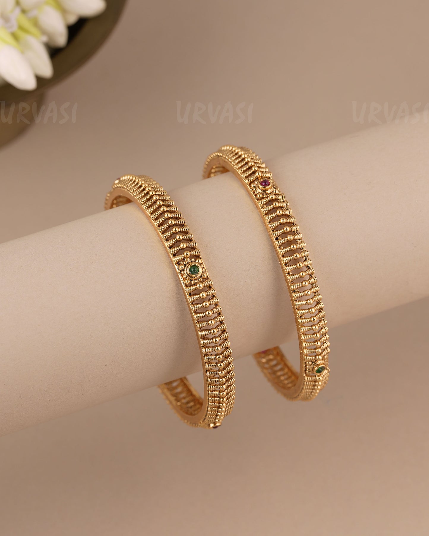 Gold-Toned Non-Idol Bangles  (Set Of Two) BA 484