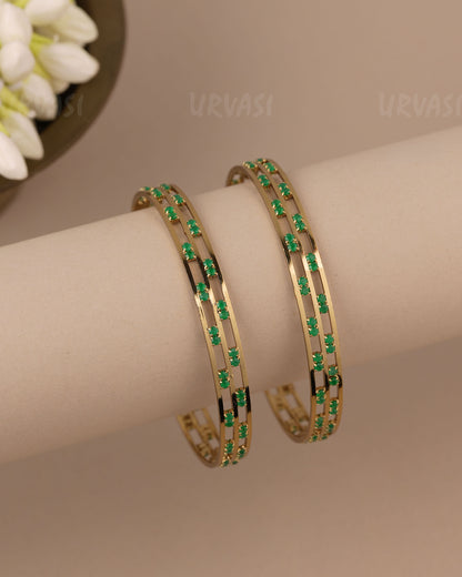 Mehendi-Polish Cluster-Set Bangles (Set Of Two) BA 475