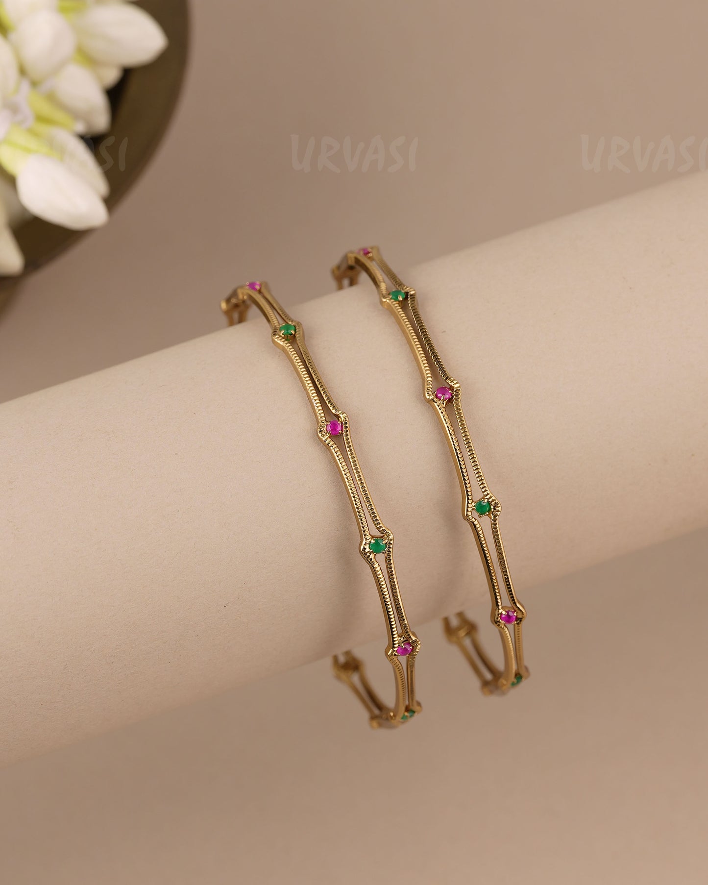Mehendi-Polish   Kemp-Stone  Bangles(Set  of Two ) BA 473