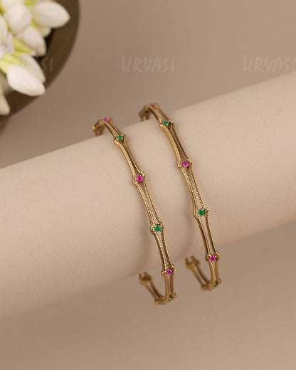 Mehendi-Polish   Kemp-Stone  Bangles(Set  of Two ) BA 473