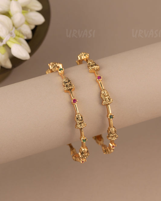 Gold-Toned Traditional Lakshmi Bangles (Set Of Two)  BA 485