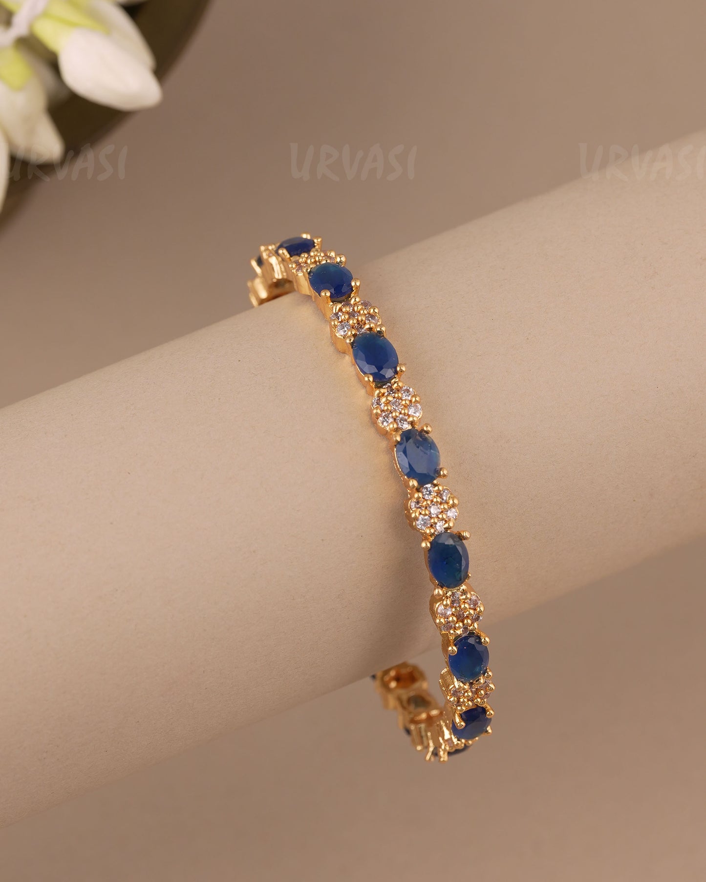 Gold-Toned Floral  Stone Bangles BA 470