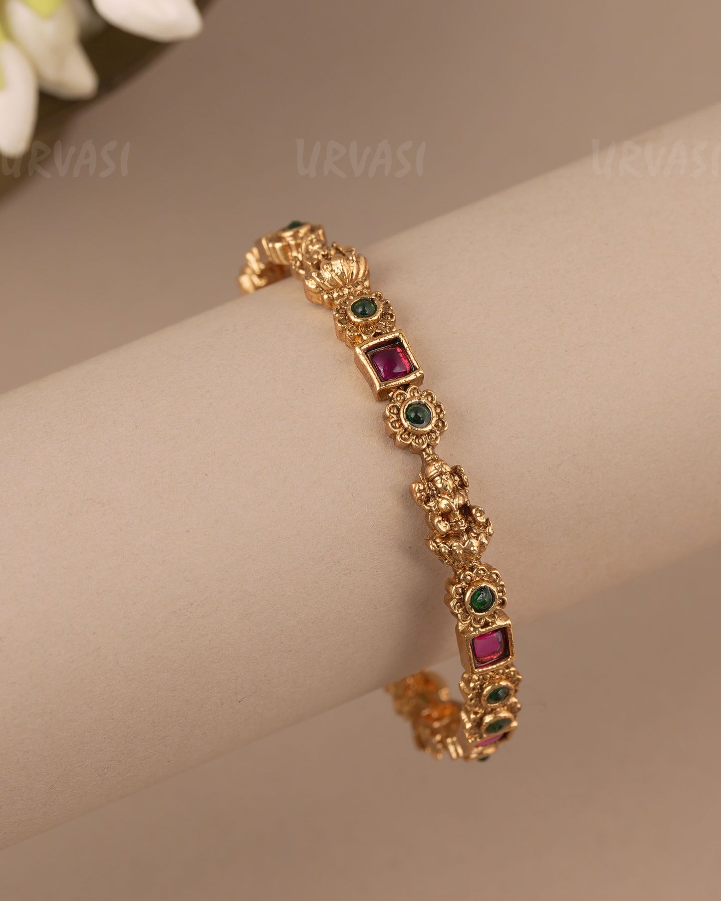 Gold-Toned Floral  Traditional  Lakshmi  Bangles BA 478