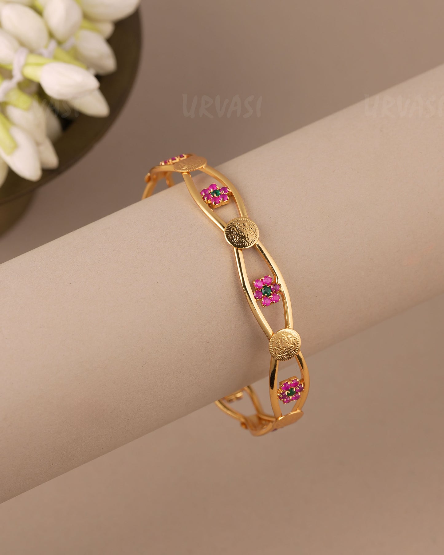 GoldPolish Floral Traditional  Kaasu Lakshmi Bangles BA 496