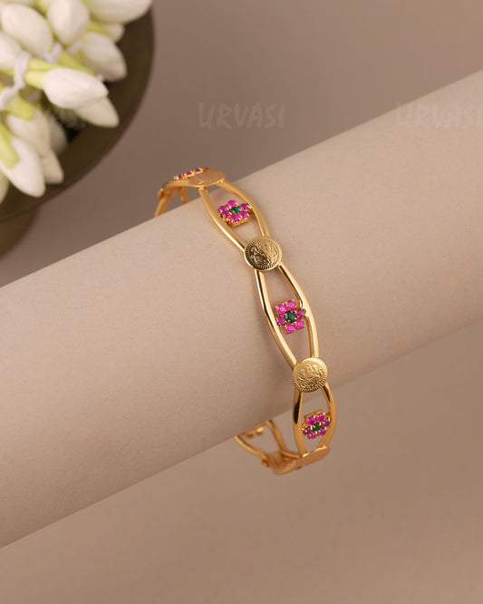 GoldPolish Floral Traditional  Kaasu Lakshmi Bangles BA 496