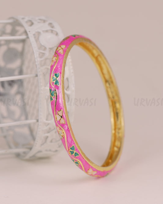 Gold- Floral Enamel Meenakari  Bangles BA 505