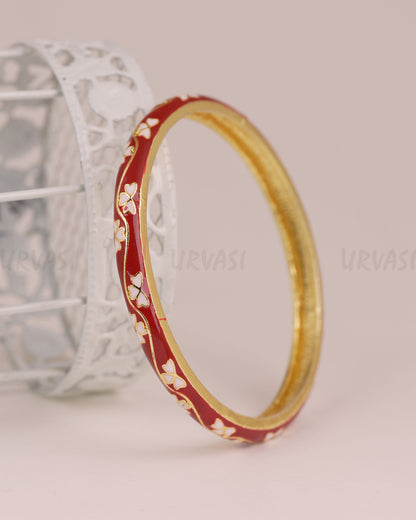 Gold- Floral Enamel Meenakari  Bangles BA 505