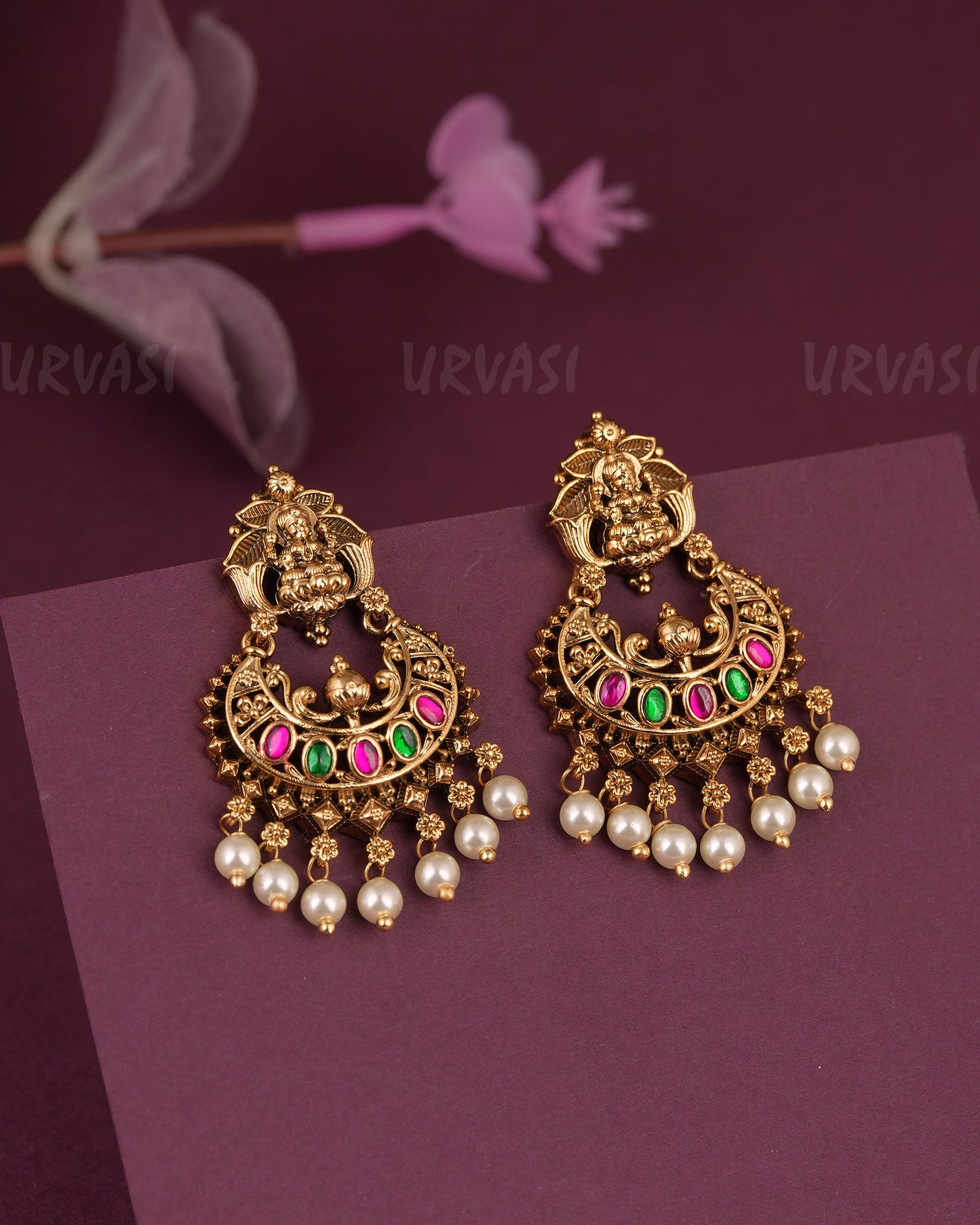 Gold-Toned Lakshmi Chandbali Earring ER 1214