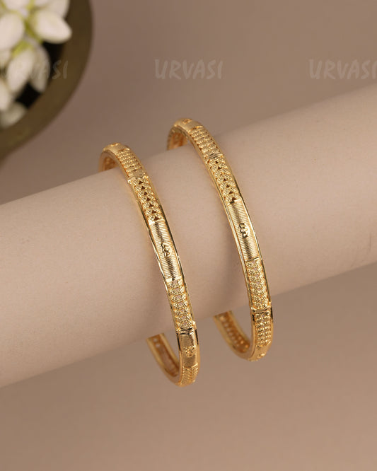 Gold-Polish Traditional  Bangles(Set Of Two)  BA 513