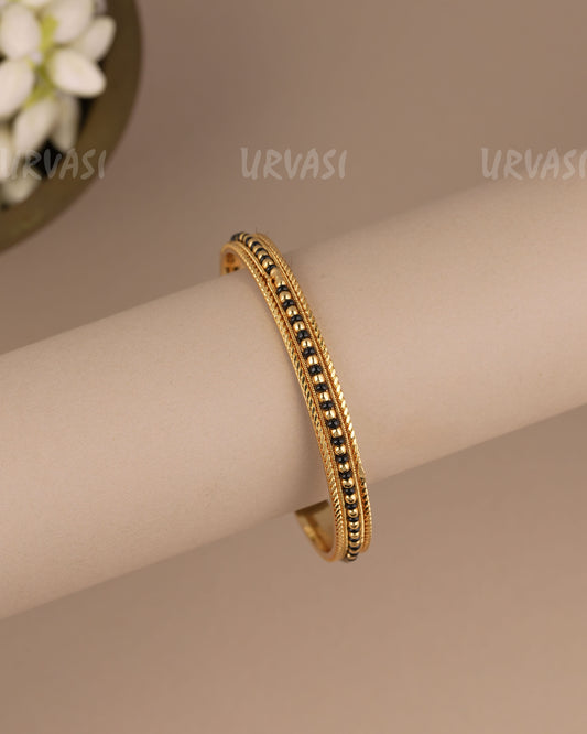 Gold-Toned Traditional Black Pearl Bangles BA 519