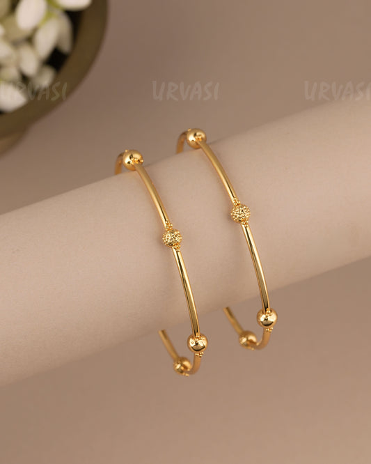 Gold-Polish  Beaded Orbit Traditional Bangles BA 515