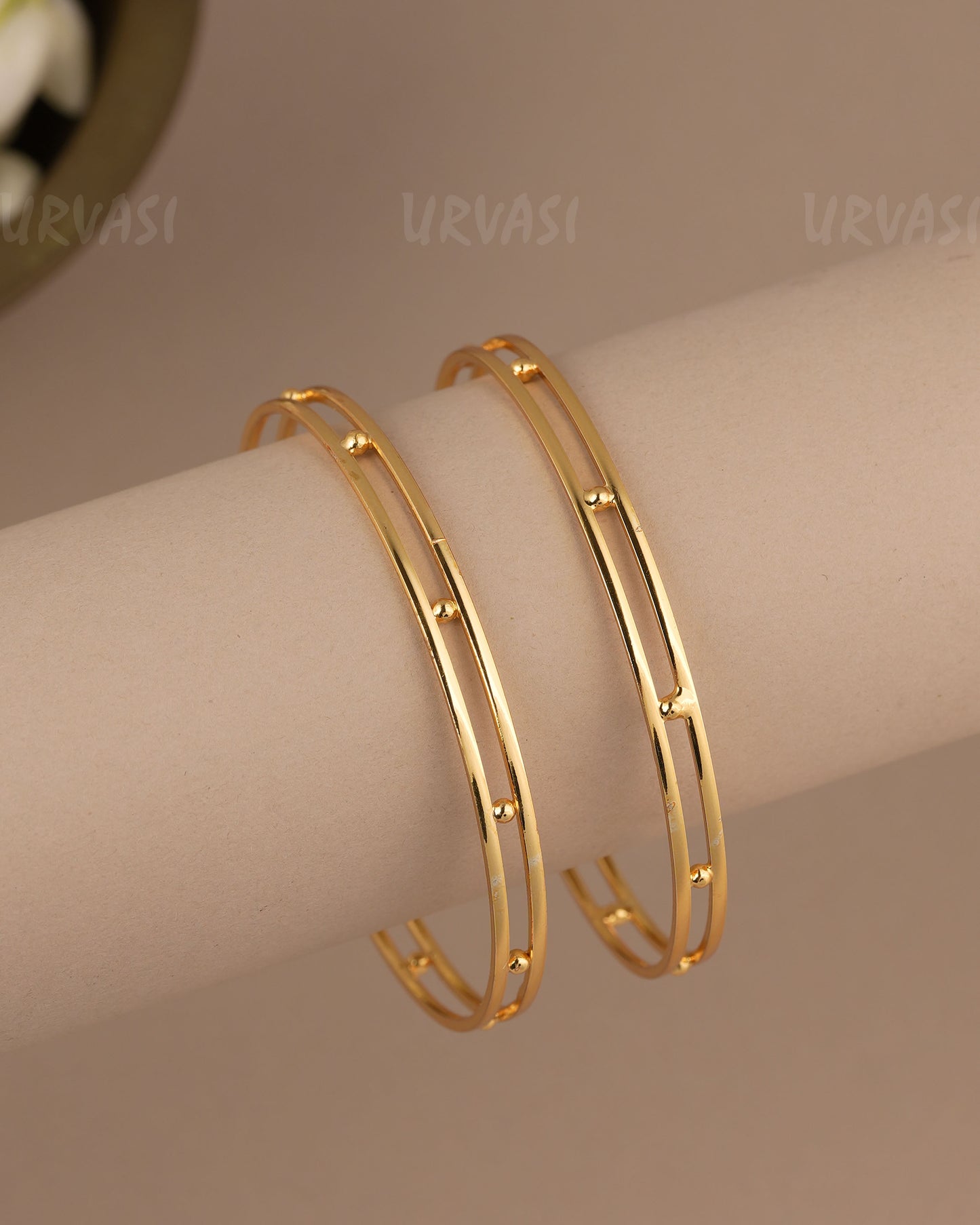Gold-Polish Traditional  Bangles(set of Two) BA 514
