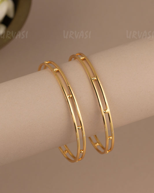 Gold-Polish Traditional  Bangles(set of Two) BA 514