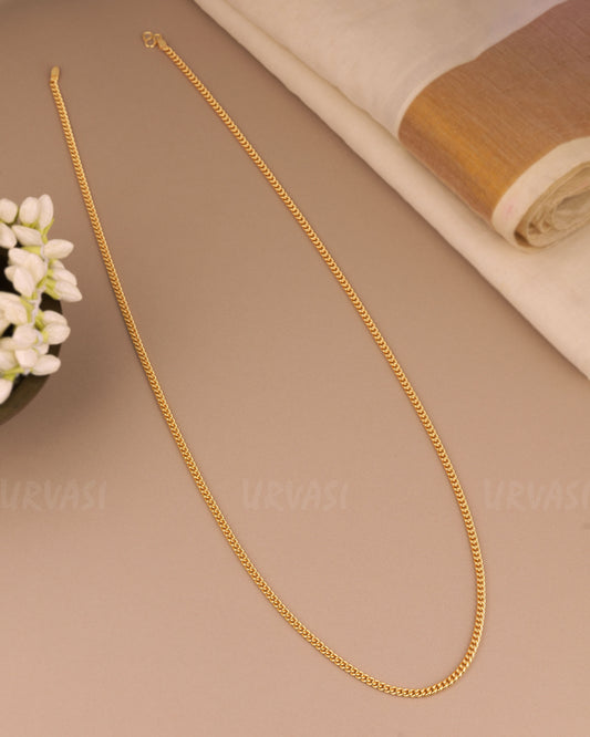 Gold-Polish Curb-Line Chain Mala 167