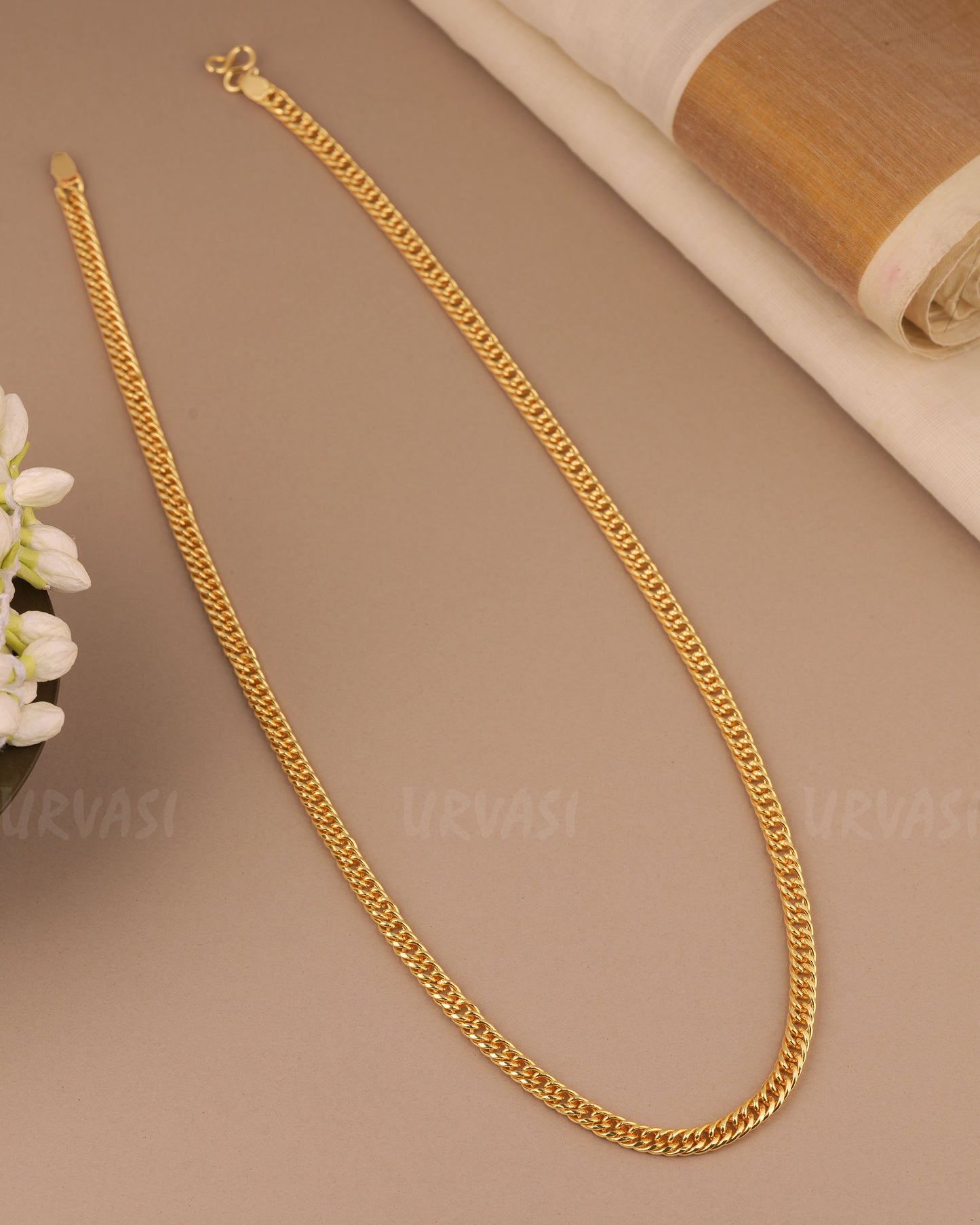Gold-Polish  Curb-Line Chain Mala MA 166
