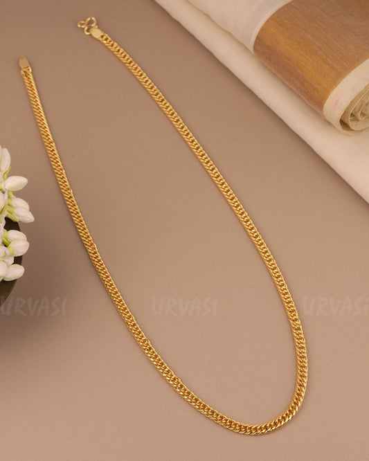 Gold-Polish  Curb-Line Chain Mala MA 166