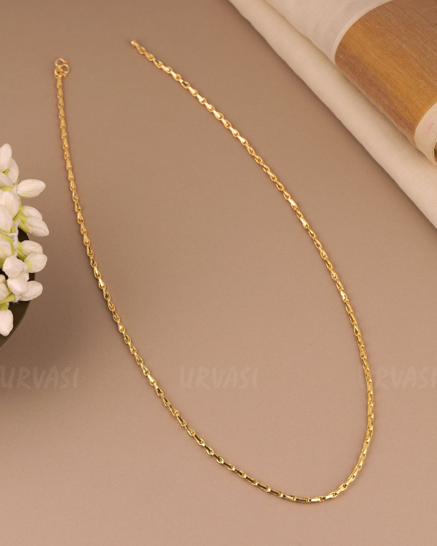 Gold-Polish Segmented  Line Chain  Mala MA  165