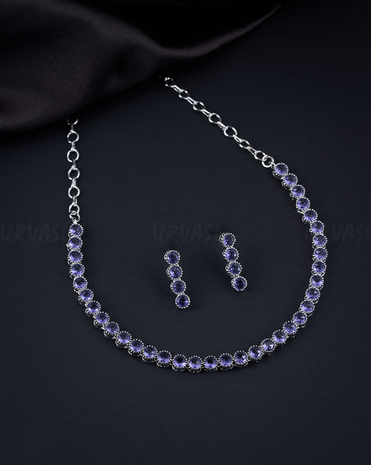 Rhodium Polish AD Necklace 611