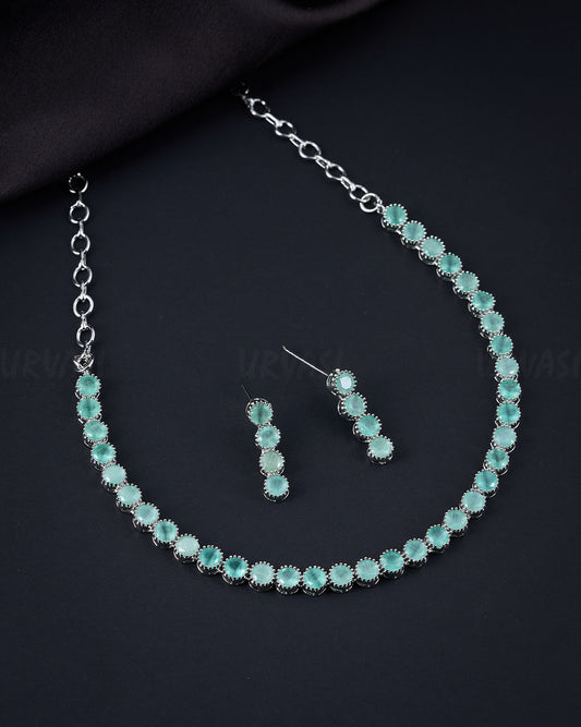 Rhodium Polish AD Necklace 612