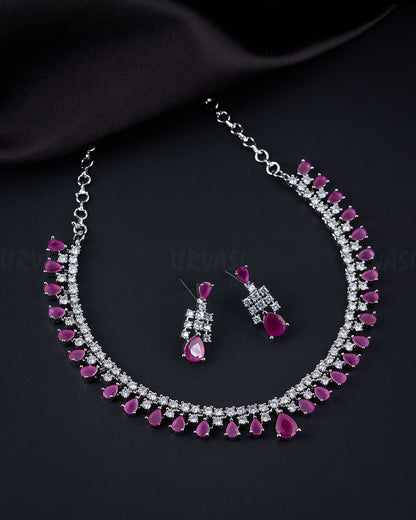 Rhodium Polish AD Necklace 614