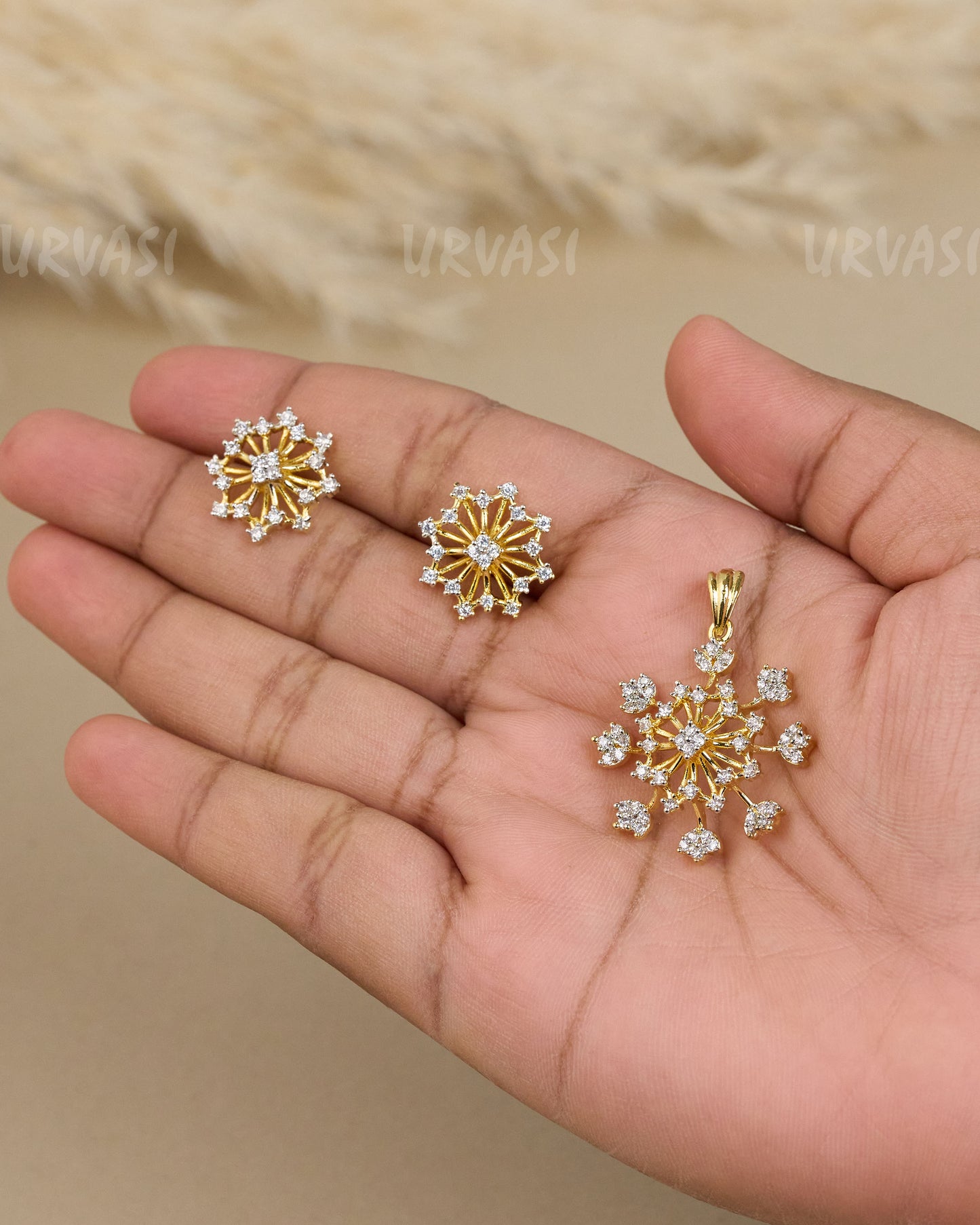 Gold-Toned Floral  Pendent Set  PN  02