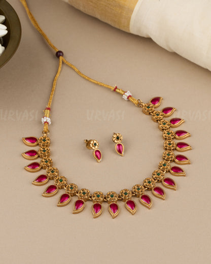 Gold-Toned Floral Mango Choker Necklace 1841