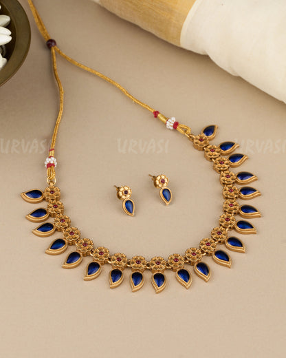 Gold-Toned Floral Mango Choker Necklace 1841
