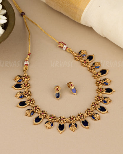 Gold-Toned Floral  Lakshmi Nagapadam Necklace 1840