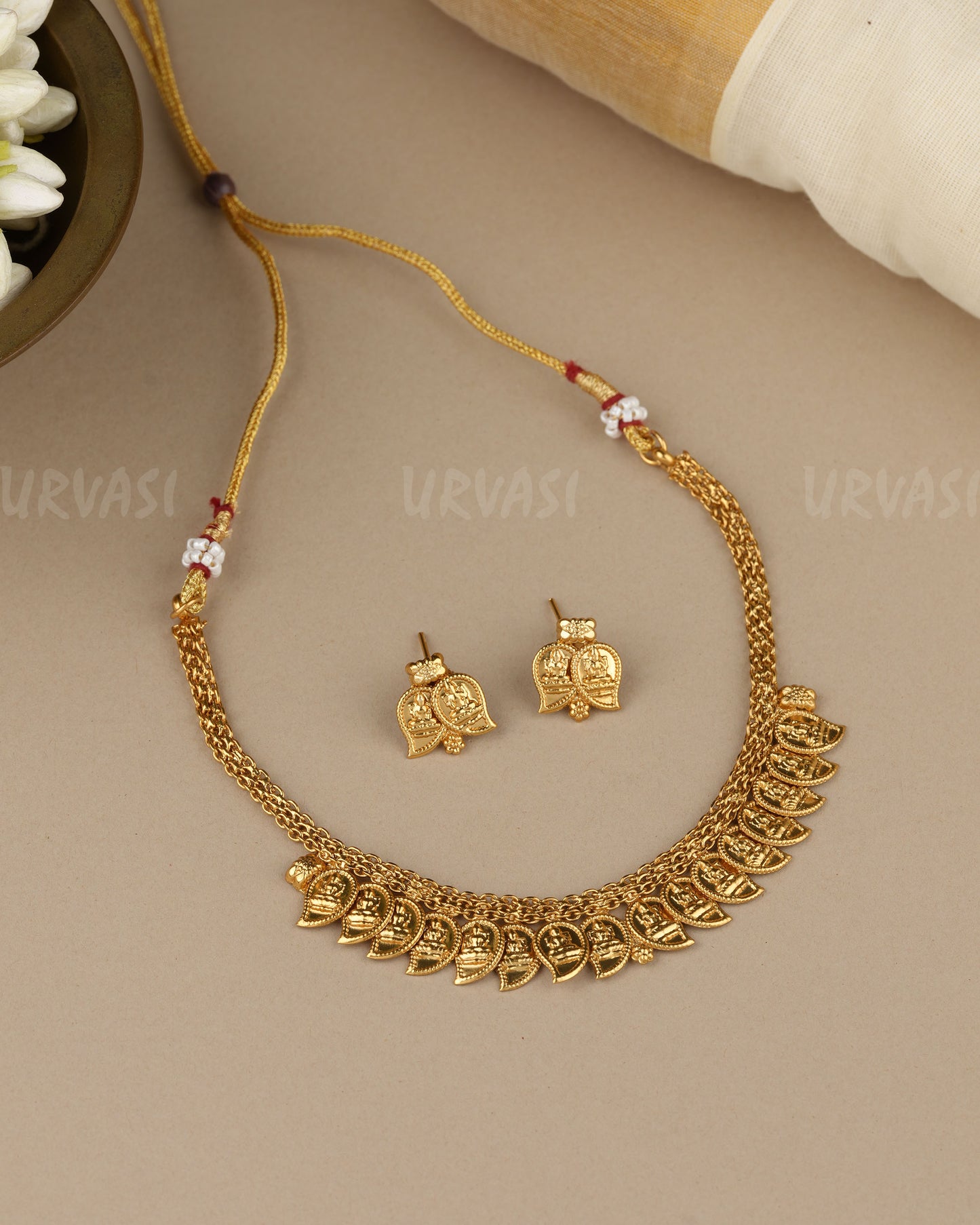 Gold-Toned Traditional Lakshmi  Mango Choker Necklace 1845