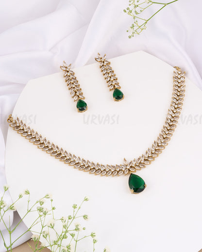 Deepika Diamond Green Mehendi Necklace 682