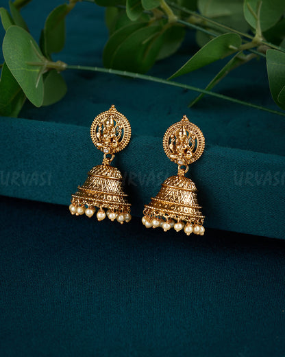 Gold-Toned Lakshmi Pearl Hanging Earrings ER 603