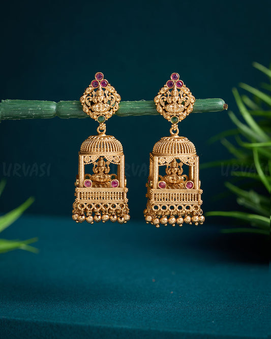 Gold-Toned Temple Jhumka Earrings ER 616