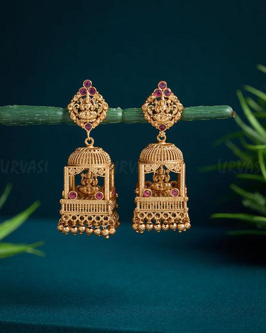 Gold-Toned Temple Jhumka Earrings ER 617