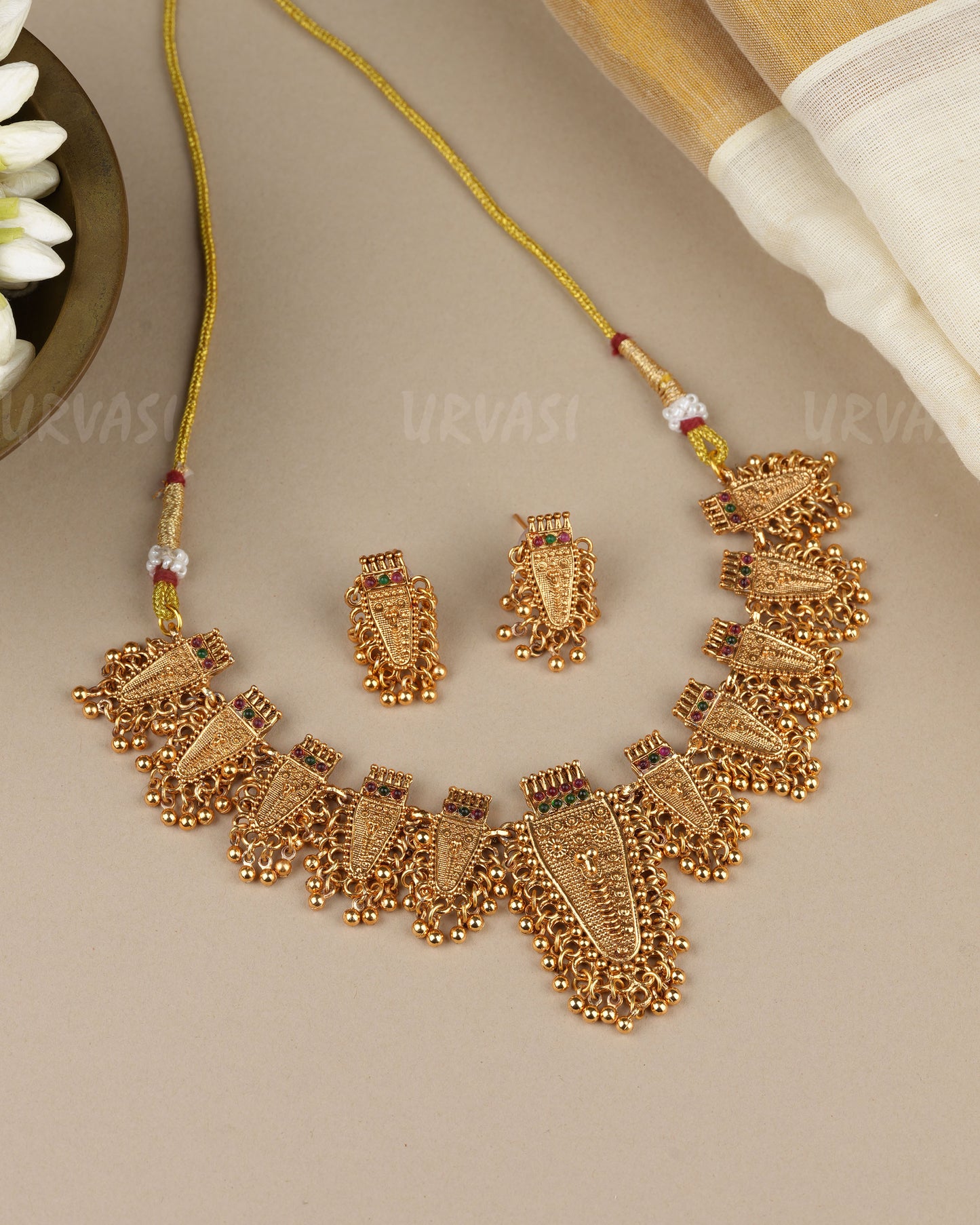 Gold-Toned Traditional Nettipattam Necklace 1866