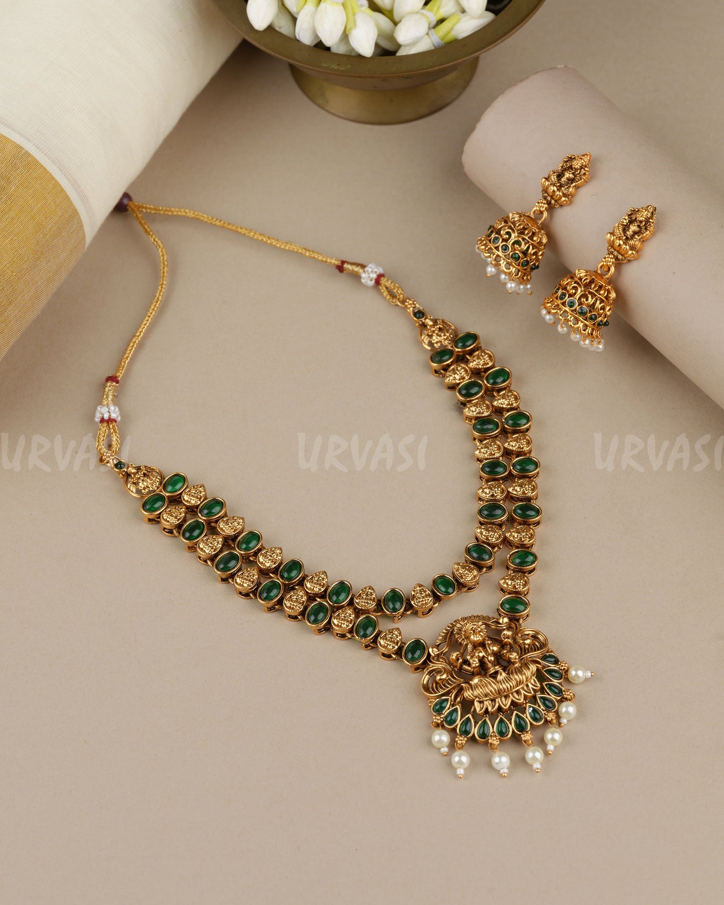 Gold-Toned Traditional Lakshmi Two-Layer Necklace 1855