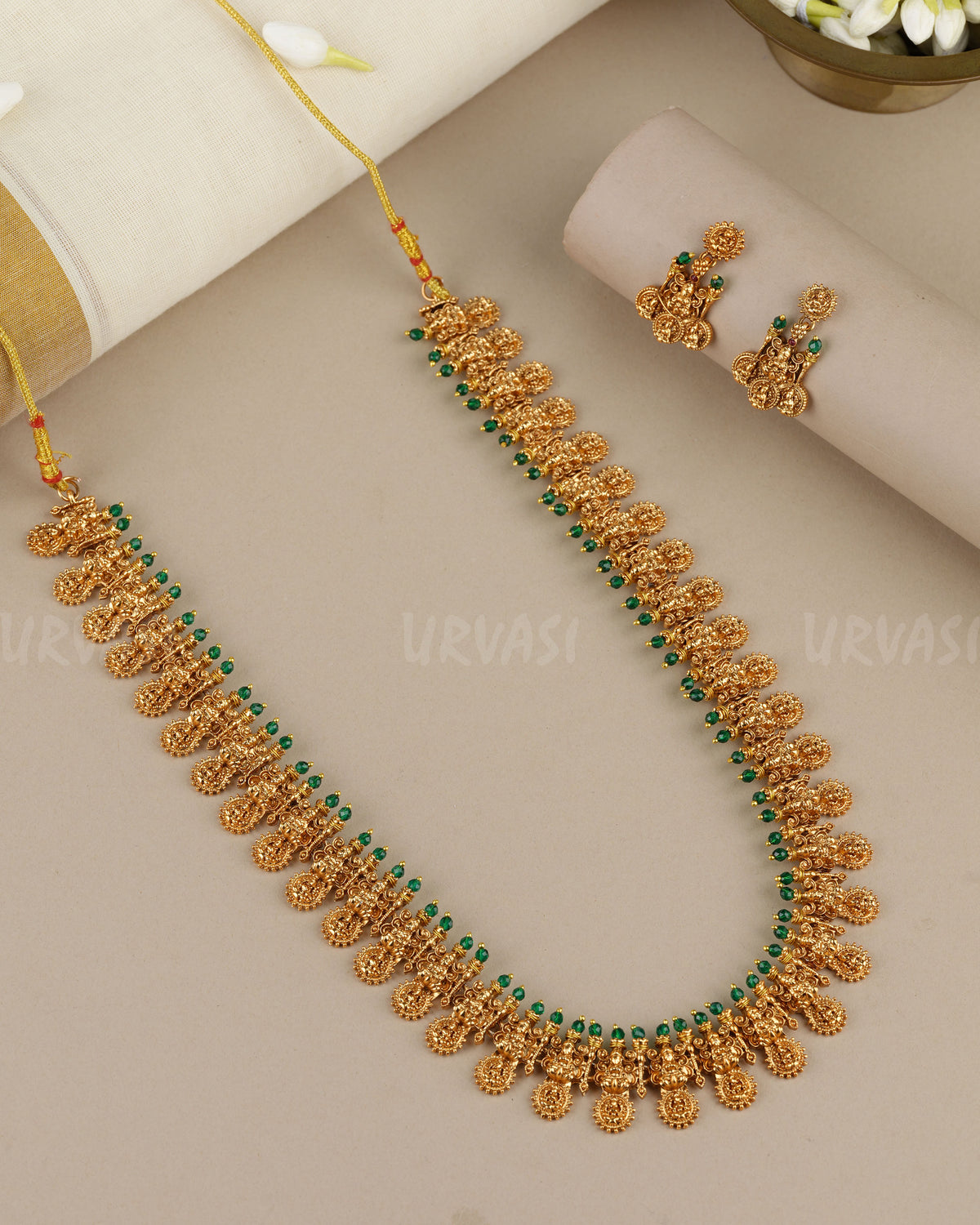 Gold-Toned Traditional Lakshmi  Long Necklace 1898