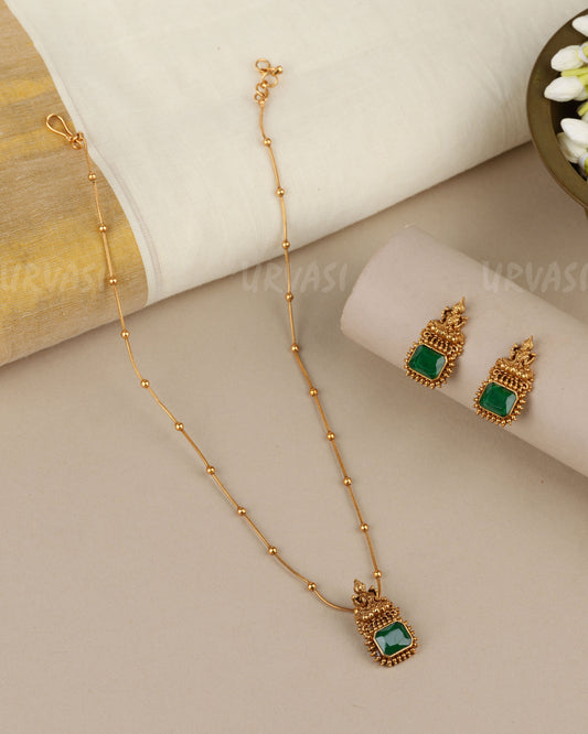 Gold-Toned  Traditional  Lakshmi Pendent  Long  Necklace 1876