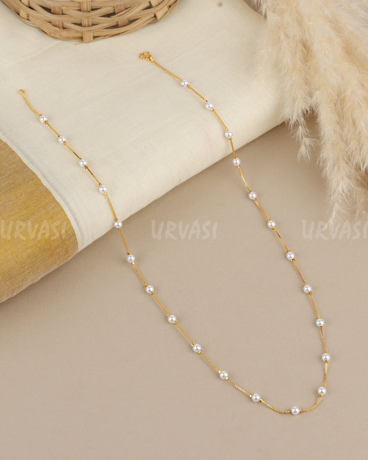 Gold-Toned  White-Pearl  Mala  MA 185